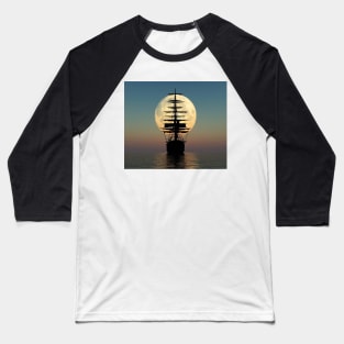 Pirate ship with full moon Baseball T-Shirt